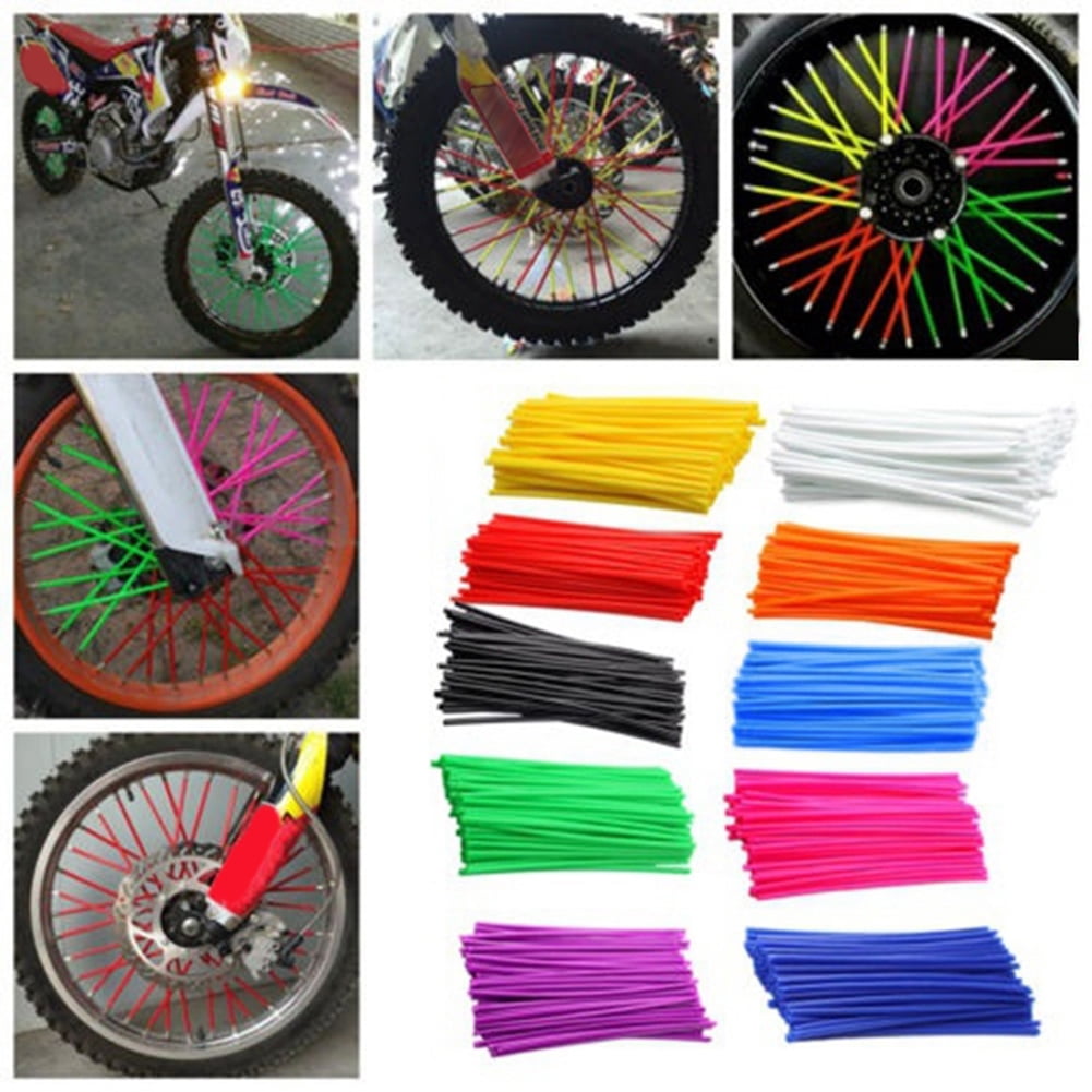 10 Colors Color : Green 36Pcs Spoke Skins,Motorcycle Dirt Bike Enduro Wheel Motocross Spoke Skins Rims Covers Road Guard Wraps Coats 