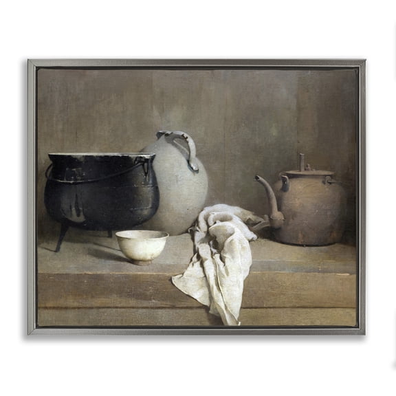 Stupell Industries French Country Classic Still Life Gray Floating Frame Canvas Art, 21 x 17, by Lettered and Lined