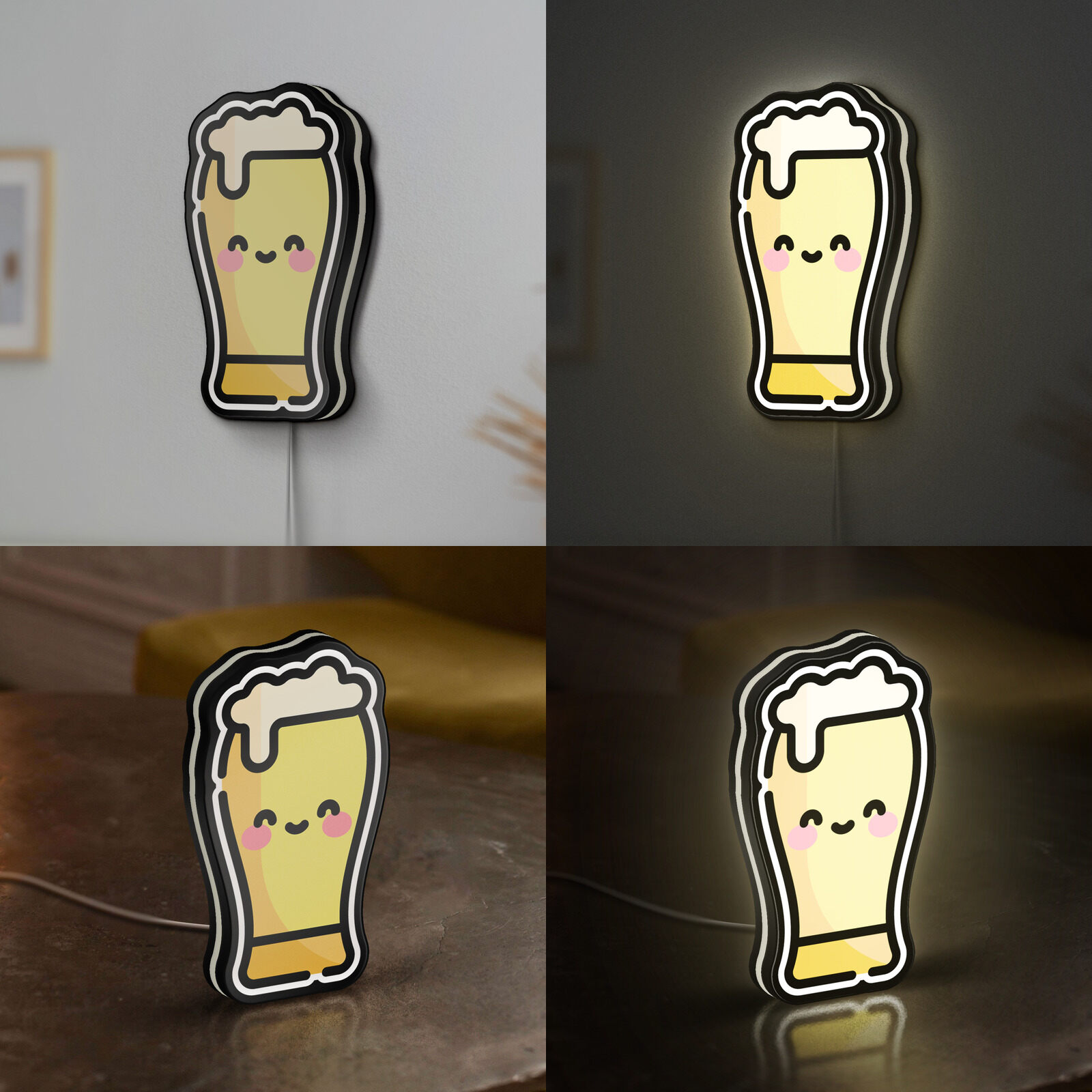 Alcohol Beer 3D Novelty Light Box, Glass Lamp Decor for Beverage Lovers, Party Decor and Barroom Enthusiasts (Width 8 inch, 20cm)