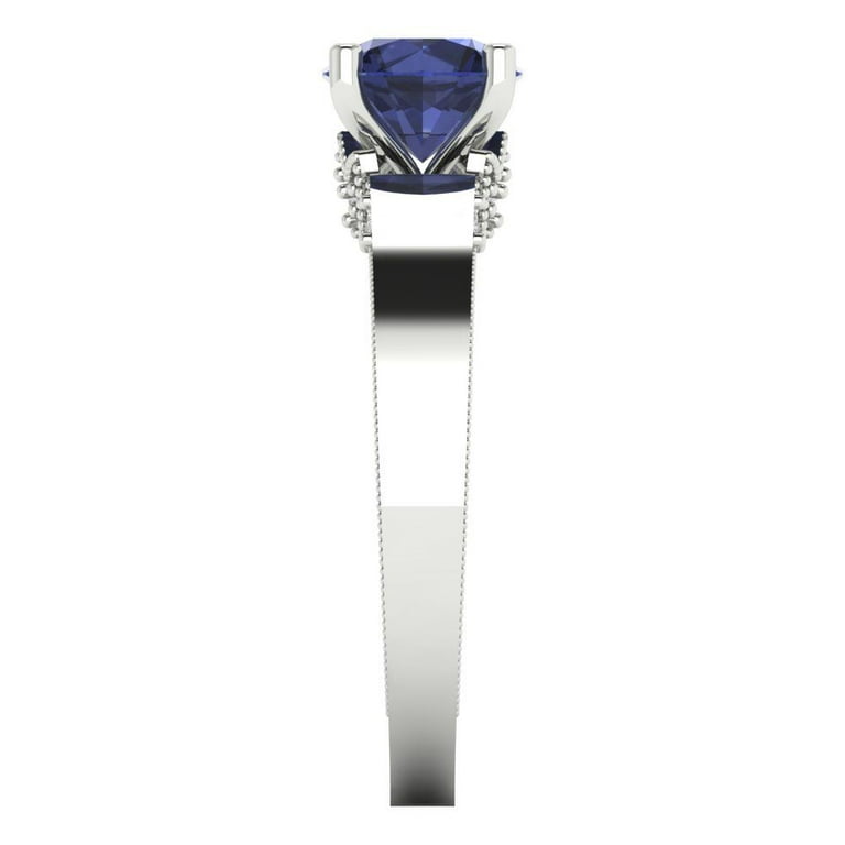 ブルーサファイア1.06ct Blue Sapphire 1.06 ct Brilliant Round Cut VVS1 Blue Sapphire 14k White