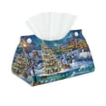 thumbnail image 2 of Lsque Christmas Tree Printed Long Tissue Box Cover Holder, Facial Paper Organizer Dispenser,Triangle with Bottom Belt, PVC Leather Decorative Organizer, 2 of 9
