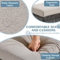 thumbnail image 3 of 2 PCS Outdoor Patio Ottoman, All-Weather Grey Brown Wicker Rattan Outdoor Footstool Footrest Seat with Khaki Cushion, 3 of 8