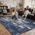 thumbnail image 5 of KUETH Area Rugs for Living Room 5x7 Large Modern Machine Washable Vintage Rugs Distressed Abstract Print Blue Throw Rug for Bedroom Aesthetic, Non Slip Carpet with Gripper, 5 of 9
