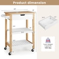 thumbnail image 3 of Giantex 3-tier Rolling Kitchen Cart, Service Trolley w/Natural Bamboo Countertop, Natural, 3 of 6