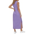 thumbnail image 4 of ClodeEU Women's Sleeveless V Neck Maxi Dress with Pockets and Side Slit, Casual Loose Fit Long Dress Purple,Women's Plus M, 4 of 6