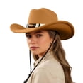 thumbnail image 4 of DFEK Classic Western Cowboy Hat Style Sun Fashion Headwear for Men and Women Brown One Size, 4 of 6