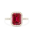 thumbnail image 4 of Rosec Jewels Certified Lab Grown Ruby Engagement Ring with Diamond Halo - Emerald Cut Ruby Ring - AAAA Quality Certified, 10K Yellow Gold, US 13.00, 4 of 8