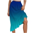 thumbnail image 2 of YHAJDS Skirts For Women Trendy Gradient Print Summer Elastic Waist Irregular Hem Long Skirt, 2 of 5