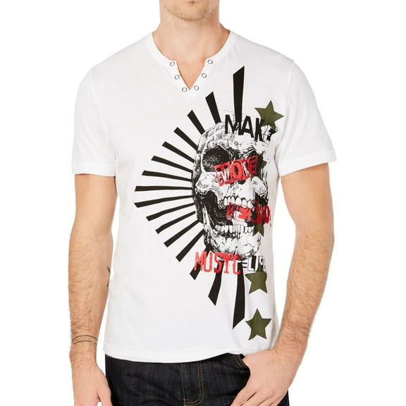 I.N.C Mens Skull Graphic T-Shirt, White, X-Large