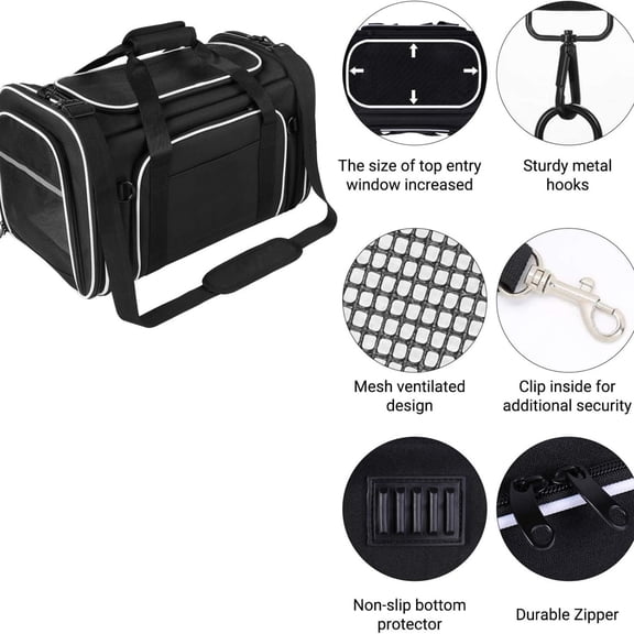 Large Pet Travel Carrier,4 Sides Expandable with 2 Mesh Pockets,3 Entry, Soft Sided Collapsible Dog Carrier for 2 Cats,Kittens,Puppies,Dog