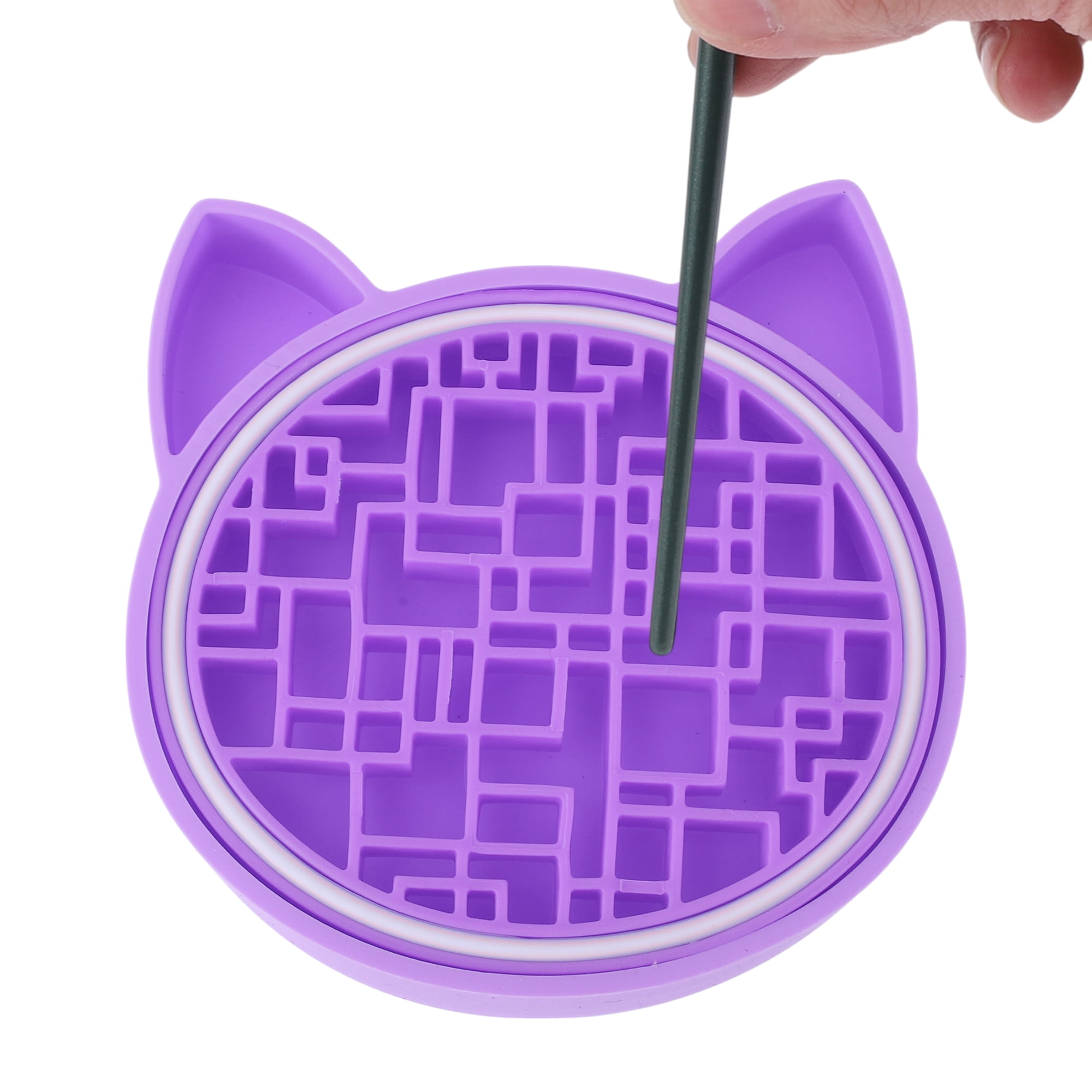 Unique Bargains Cat Shape Makeup Brush Storage Cleaner Purple