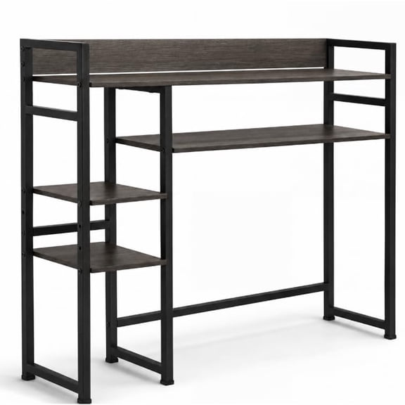 My-Cap Wooden Desktop Organizer Bookshelf, Adjustable 5 Tier Desktop Shelf, Office Organizer, Display Shelf for Home Office, Coffee Accessories, Coffee Pods, Mugs & Kitchen Storage (Black)
