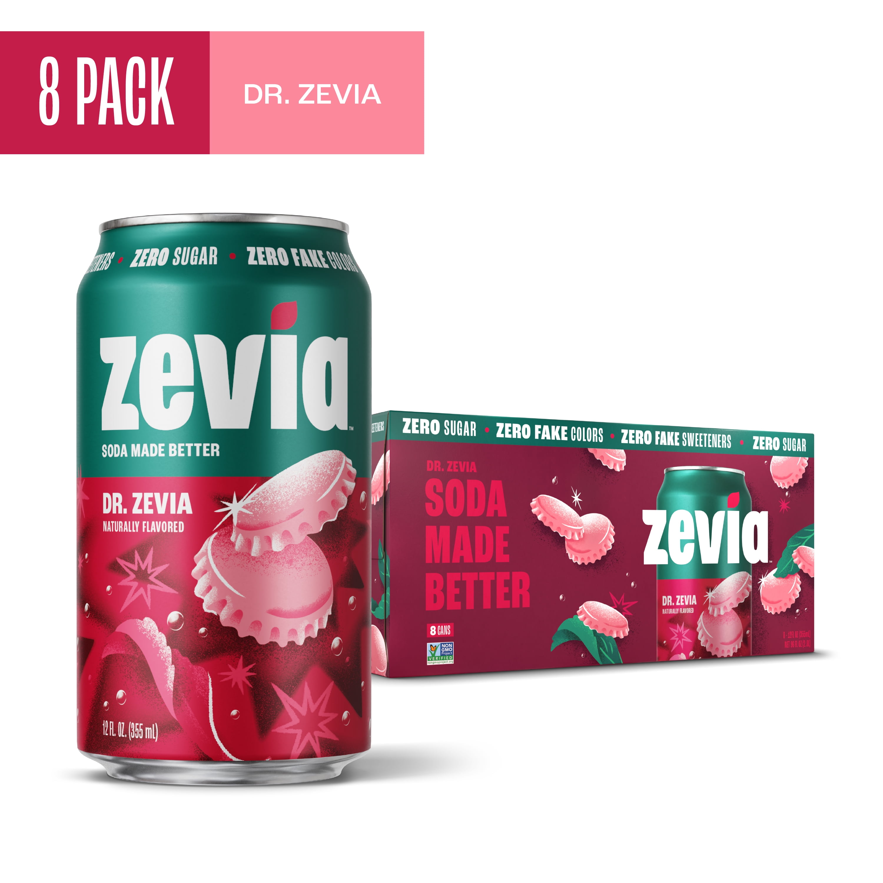 Zevia, Black Cherry Soda, 12 fl oz, 8 Pack Can, Naturally