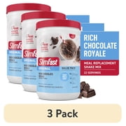 (3 pack) SlimFast Original Meal Replacement Shake Mix, Rich Chocolate Royale, 20.18 oz, 22 Servings