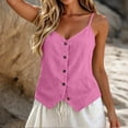 thumbnail image 4 of Hvogkswy Womens Button Down Linen Camisole Tops Solid V Neck Sleeveless Tops Loose Breathable Beach Vacation Summer Casual Tank Tops, 4 of 6