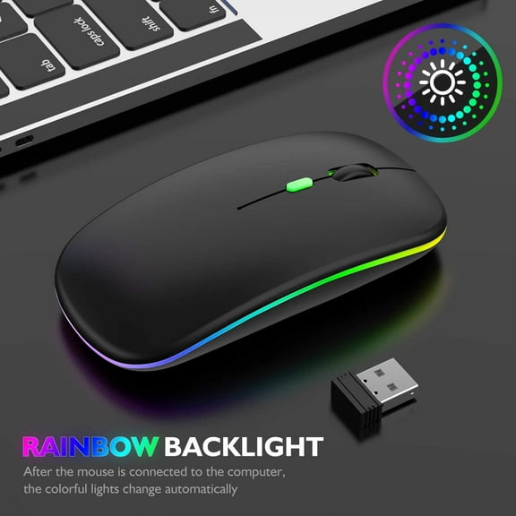 LED Bluetooth Wireless Mouse,Bluetooth Mouse for MacBook Pro,Bluetooth Mice for MacBook Air,Rechargeable Wireless Mouse for MacBook, Laptop, Mac,ipad,ipad Pro (Black)