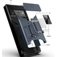 thumbnail image 4 of KOMI Compatible for Google Pixel 6 Pro 2021 Case with Camera Cover & Kickstand, Slide Lens Cover+Rotate Ring Stand+Card Holder, Impact-Resistant, Full Protect for Google Pixel 6 pro Blue, 4 of 5