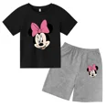 thumbnail image 3 of Conjunto de camisetas y pantalones cortos de verano con estampado de Mickey para niños y adolescentes de 2 a 14 años, camisetas informales de manga corta y cuello redondo, 2 piezas, 3 of 5
