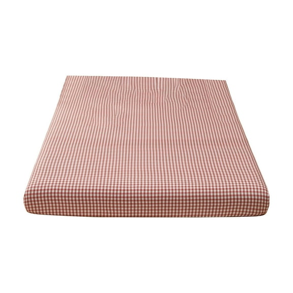 HomeDM Linen Cotton Blend Fitted Sheet 79"x71"- 1 Piece Deep Pocket Mattress Cover Cotton Blended Soft Breathable Bedding for All Season, Red