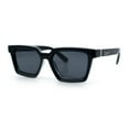 thumbnail image 4 of Locs Retro Beveled Frame Horn Rim Rectangle Gangster Sunglasses Black Clear - Black, 4 of 7