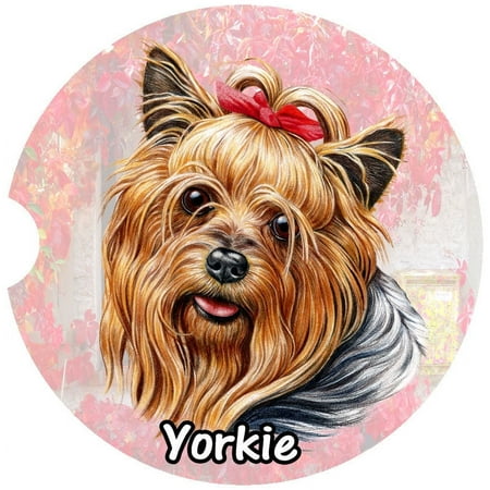 

Yorkie Car Coaster Absorbent Stoneware Car Cup Holder Coaster Set of 2