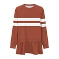 thumbnail image 4 of hotojiny Womens Sweatshirts Trendy Stripes Patchwork Crewneck Pullover Long Sleeve Ruffle Hem Oversized Teen Girls Flowy Top, 4 of 5