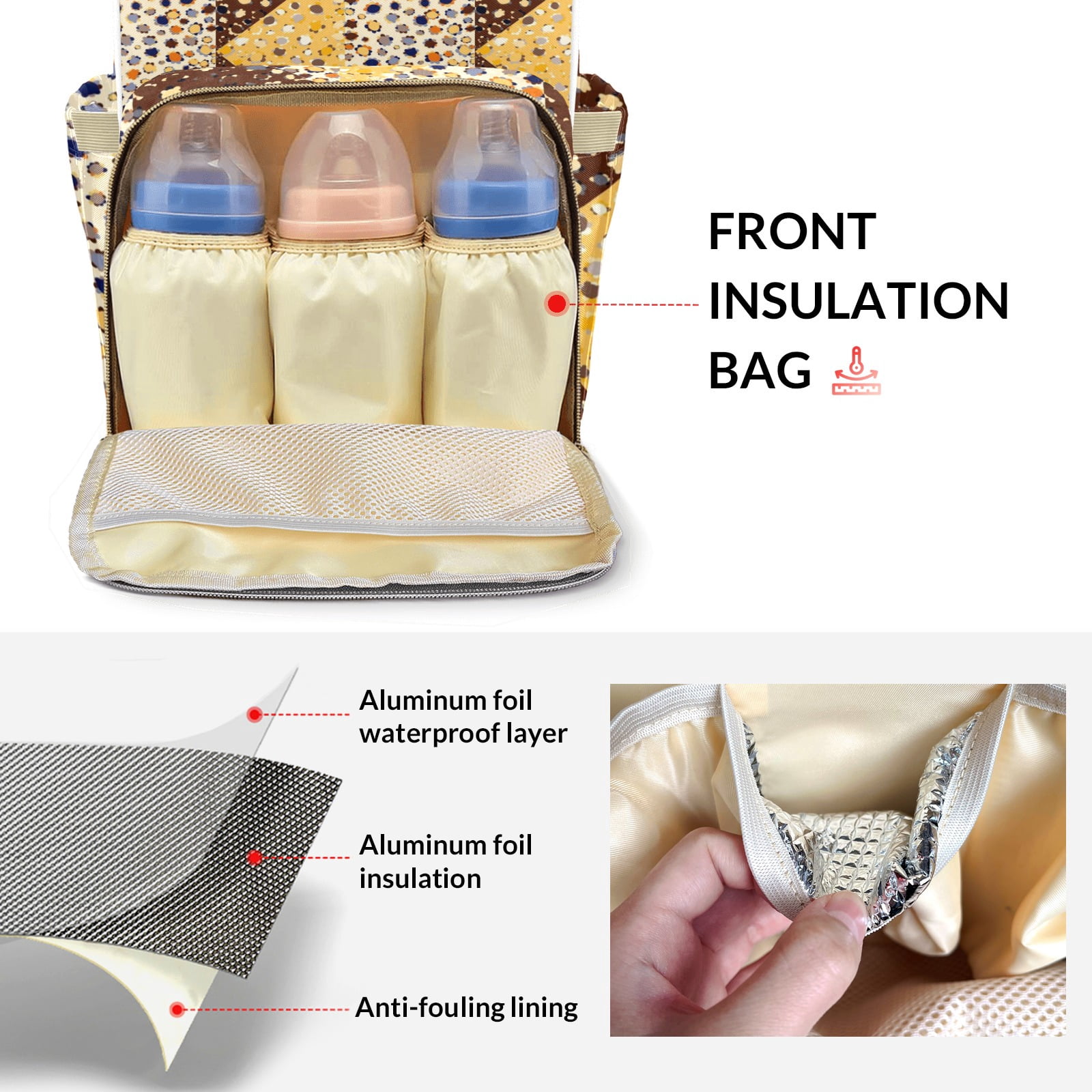 Abstract Flowers Diaper Backpack – Large Capacity, Insulated Baby Bottle Pocket, Multifunctional Mommy Bag for Boys & Girls