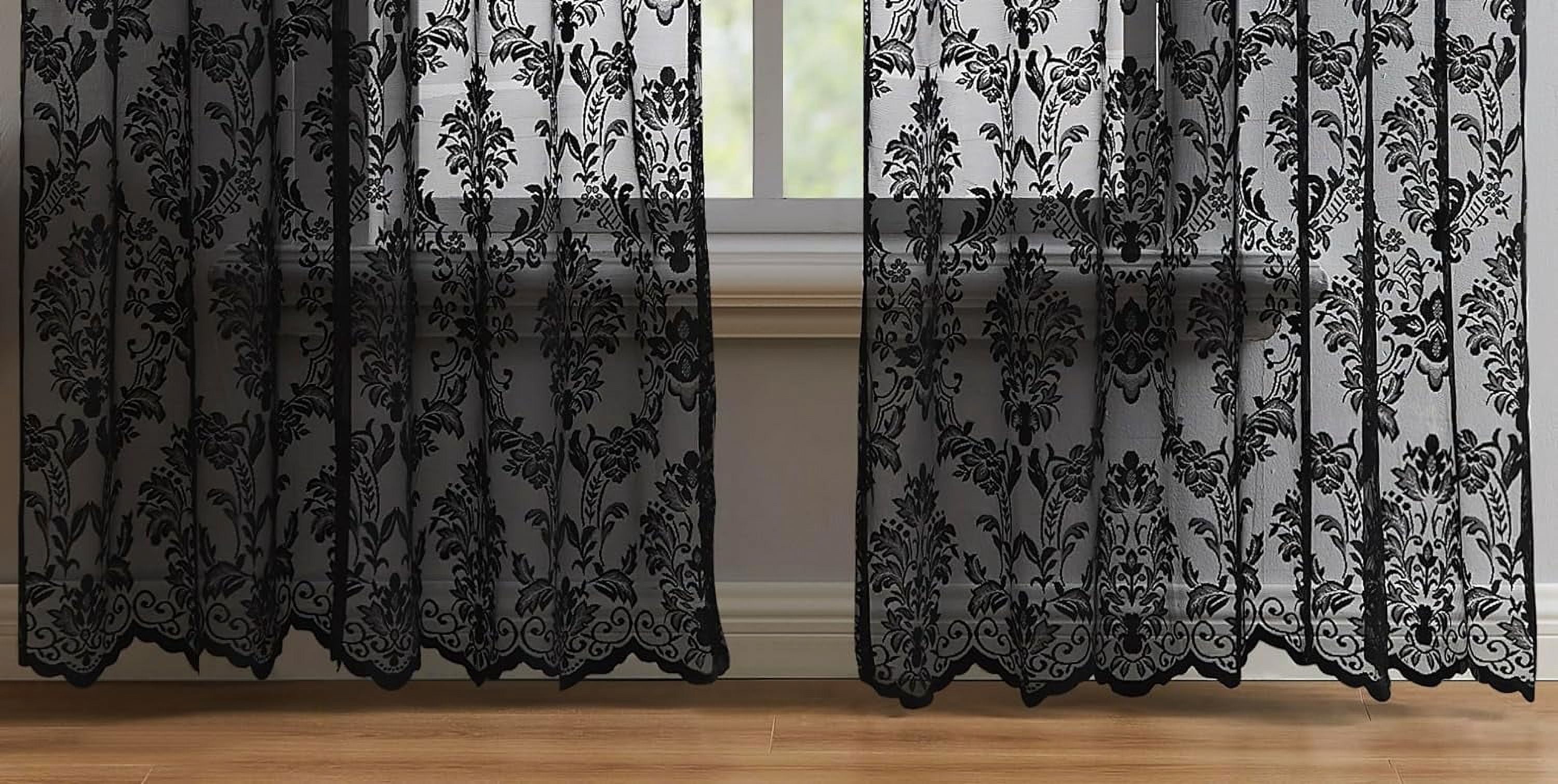 Warm Home Designs 54" W x 63" L Black Lace Curtains. FI Black 63
