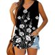 thumbnail image 1 of Puntoco Blusa holgada informal con cuello en V y estampado de cuello cuadrado para mujer, 1 of 4
