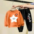 thumbnail image 2 of Gpaecead Kids Toddler Boys Girls Long Sleeve Crewneck Top Sets Solid Multi-Color Hoodie and Pants Set Casual Hoodie Winter Hoodie and Sweatpants Set Orange, 2 of 3
