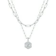 thumbnail image 1 of Kcodviy Collier Hexagone initial 26 Collier Maman pour Femmes Colliers pour Cœur Collier Ras-du-Cou Femmes A Z 26 Collier Bohème Alphabet initial Colliers Argent Collier Tennis pour Femmes, 1 of 4