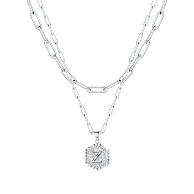 Kcodviy Collier Hexagone initial 26 Collier Maman pour Femmes Colliers pour Cœur Collier Ras-du-Cou Femmes A Z 26 Collier Bohème Alphabet initial Colliers Argent Collier Tennis pour Femmes
