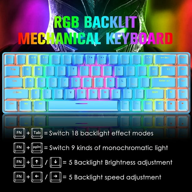 Clavier Gaming 60% Blanc et Noir Filaire RGB Rétro-éclairé, Clavier de Jeu  Mini Ultra-Compact à 61 Touches pour Gamer, PC-Mac - Cdiscount Informatique