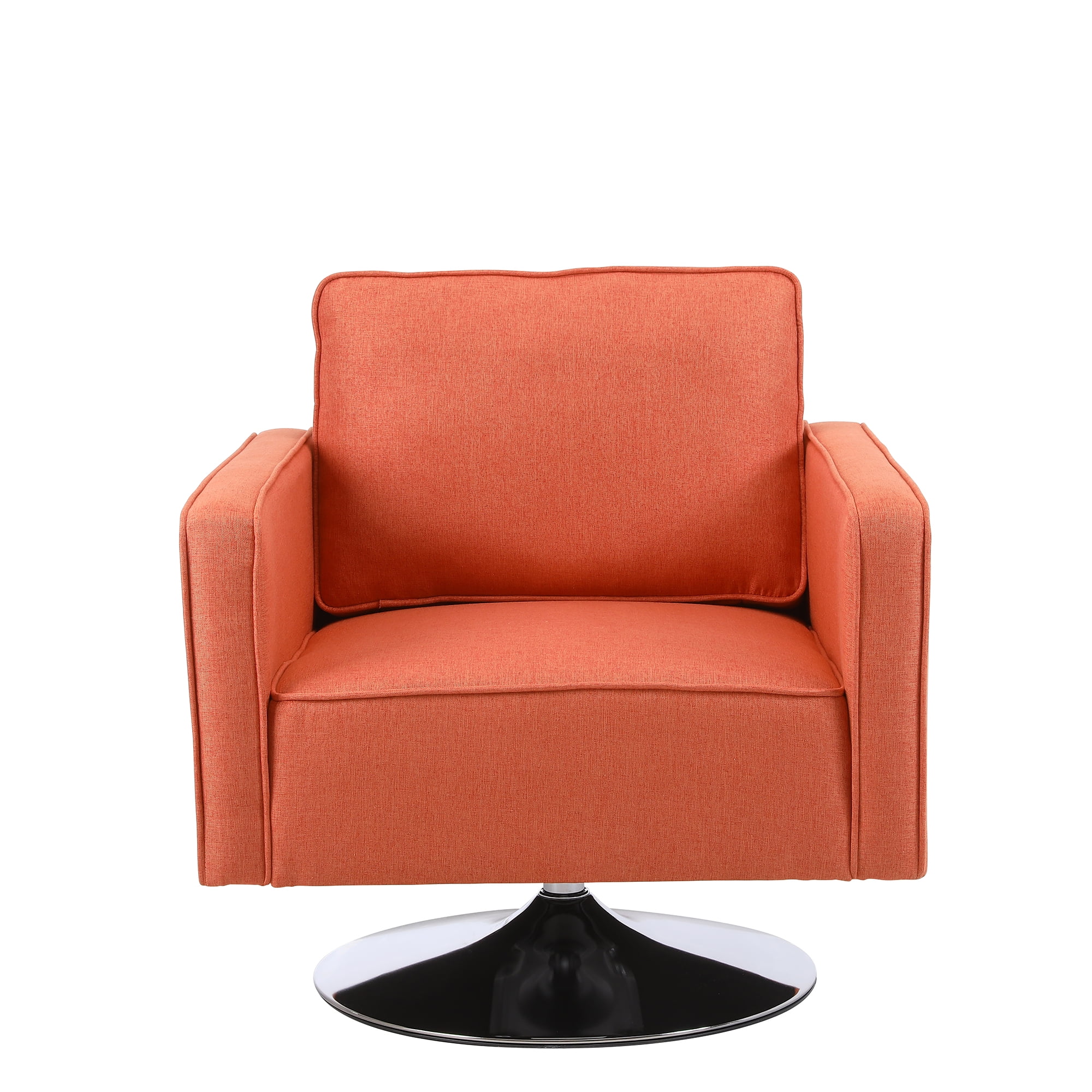 Kadyn Swivel Accent Barrel Chair, Linen Armchair with 360 Degree Swiveling and Side Pocket for Living Room, Orange Kadyn Swivel Accent Barrel Chair, Linen Armchair with 360 Degree Swiveling and Side Pocket for Living Room, Orange