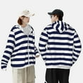 thumbnail image 6 of Gaeub Navy Blue And White Stripes Men's and Women's UPF 50+ Long-Sleeved Sun Protection Clothing, Fishing Shirt Long Sleeve Zip - XX-Large, 6 of 9