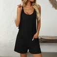 thumbnail image 4 of DHFJKG Women's Summer Rompers Overalls Shorts Scoop Neck Ribbed Loose Fit Shorts With Pockets Beach Vacation Clothes Trendy Trousers, 4 of 5