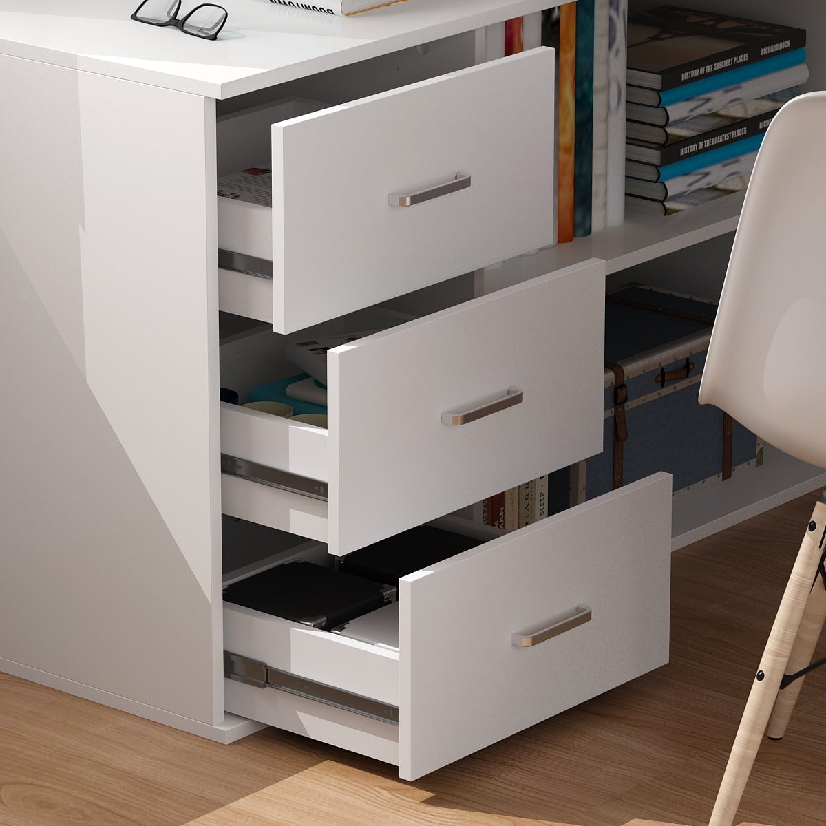 OxyLife Uptown Adult Lap Desks, Single Piece with File Storage, 55.1 x 41.3 in, White