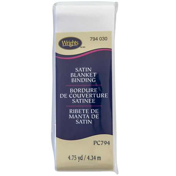 Wrights White 2" Non Bias Satin Blanket Binding 4.75 yd Sewing Trim