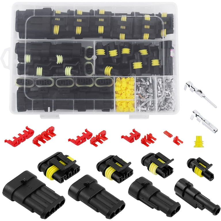 Autoec 26 Kits Electrical Connectors, Waterproof Automotive Motorcycle Electrical Wire Connector terminals, 1 2 3 4 Pin Truck Harness Plug Car Spark
