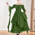 thumbnail image 3 of Vestido de manga tres cuartos para mujer ropa de fiesta plisada con cuello oblicuo Estilo Vintage, 3 of 8