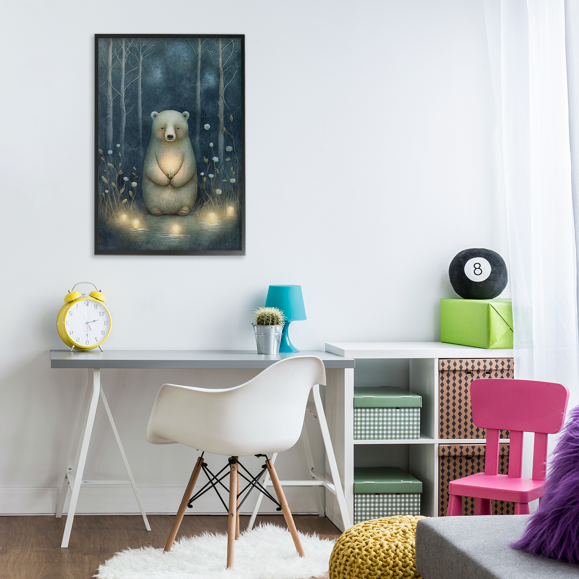 Stupell Industries Mystic Polar Bear Landscape Painting Black Framed Art Print Wall Art, 20 x 30