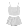 thumbnail image 5 of Yunliwuli Women 2 Piece Pajama Set Striped Print Crop Camisole and Elastic Shorts for Loungewear Soft Sleepwear for Nightwear, 5 of 10