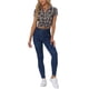 thumbnail image 2 of Camisas de cuadros para mujer Inspire Chic, con cuello de punta y botones, talla XS, blanco y azul oscuro, 2 of 6