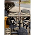 thumbnail image 4 of Outdoor Tablecloth with Umbrella Hole and Zipper, Southwest Aztec Square Table Cloth 60x60 Inch Waterproof Tablecloth, Brown Forest Tree Elk Geometric Green Picnic Table Cover for Patio Camping, 4 of 7