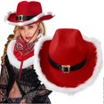 thumbnail image 2 of Santa Claus Party Christmas Luminous Cowboy Hat Western Red Felt Hats Wide Brim Hat Jazz Hat Christmas, 2 of 5