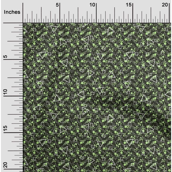 oneOone Viscose Jersey Sulu Green Fabric Leaves,Floral & Triangle Geometric Sewing Fabric By The Yard Printed Diy Clothing Sewing Supplies 60 Inch Wide