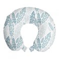 thumbnail image 1 of Teal and White Travel Pillow Neck Rest, Pastel Colored Grunge Looking Feathers Flying Bohemian Ethnic, Memory Foam Traveling Accessory Airplane and Car, 12", Teal Dark Blue White, by Ambesonne, 1 of 3
