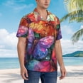 thumbnail image 2 of Lsque Colorful Butterfly Cluster pattern Hawaiian Shirt for Men, Unisex Summer Beach Casual Short Sleeve Button Down Shirts-3X-Large, 2 of 9