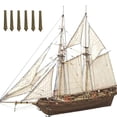 thumbnail image 1 of Juguete de regalo de barco de madera, 7 piezas de bronce, modelo de velero de madera DIY, kit de barco de vela construido para precisión, 1 of 8