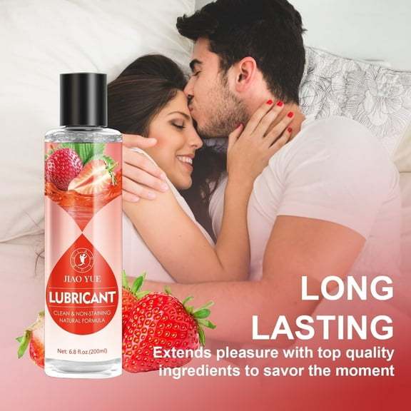 Personal Intimate Lubricant, Strawberry Flavored Water-Based Lube, Silky Smooth Longlasting for Women, Men and Couples, Sugar-Free, Non-Staining, 6.8 Fl Oz